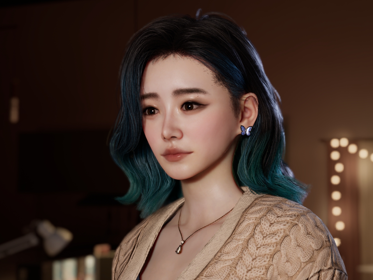 面无表情的侧拍